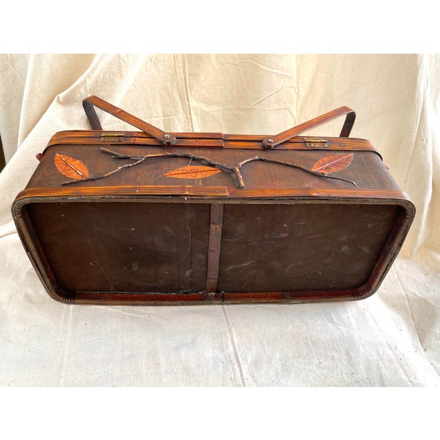 Split Bamboo Decorative Lidded Basket For Sale - Image 9 of 9