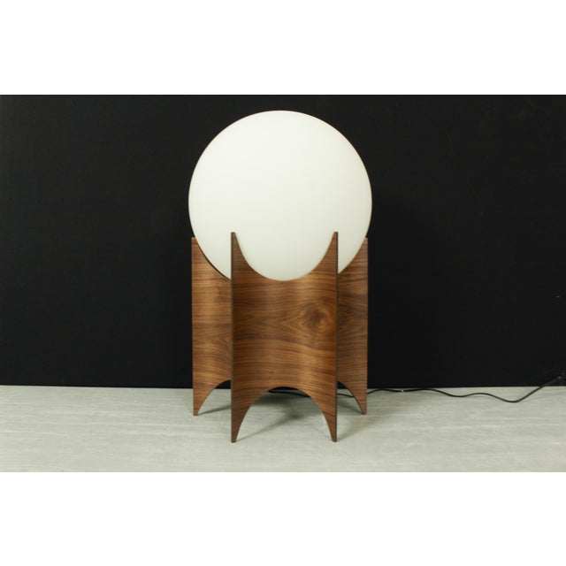 Brown Vintage Globe Lampshade with Sculptural Wooden Base, 1960s For Sale - Image 8 of 8