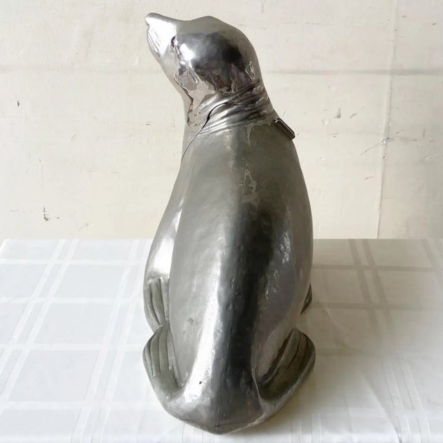 Italian Italian Silver Plated Seal Form Wine Cooler, Franco Lapini Style For Sale - Image 3 of 11