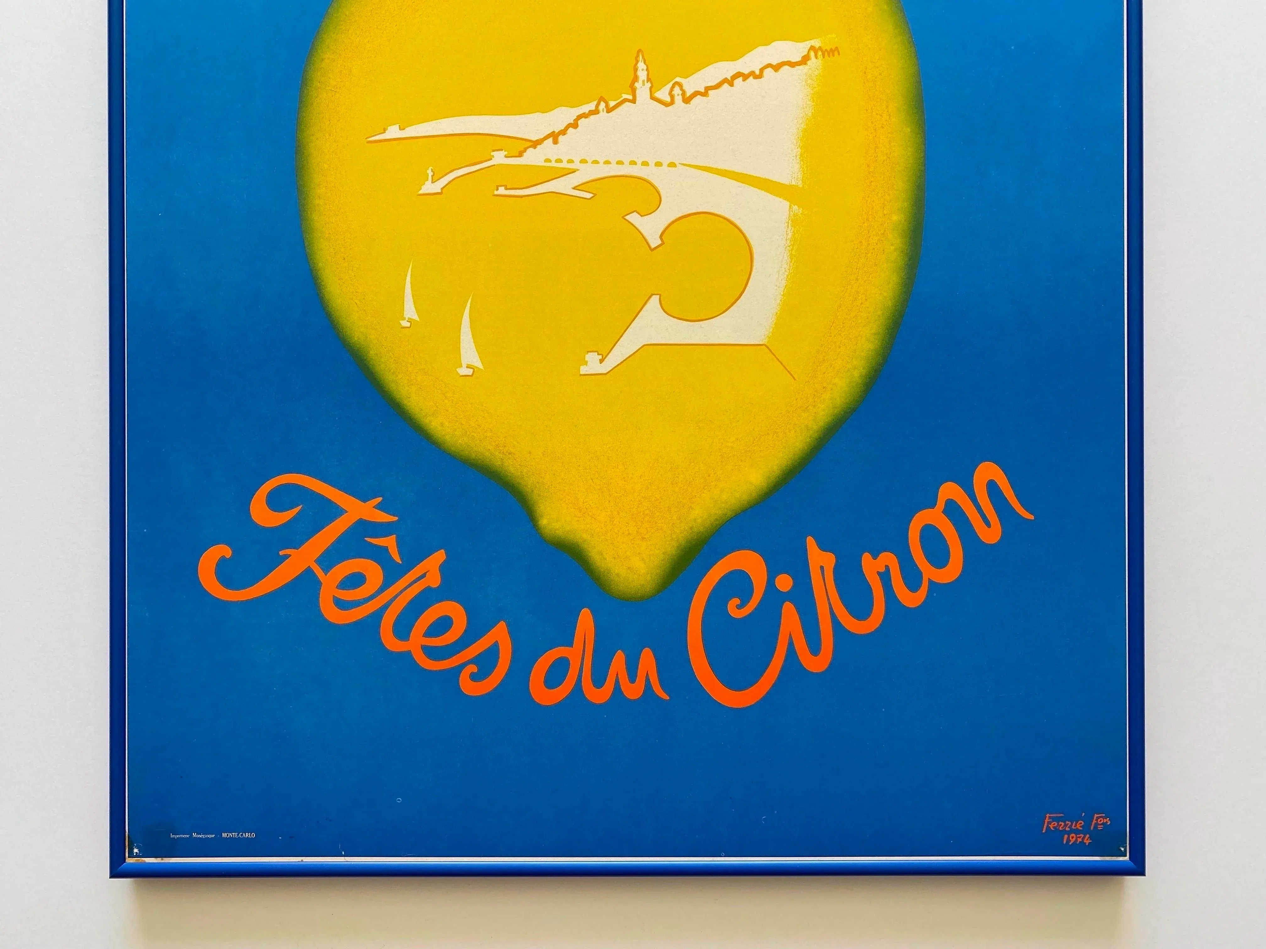 ネオ ヴィンテージ★フランス版 チャップリン サーカス 喜劇王 額付 ポスター Menton Fetes Du Citron 