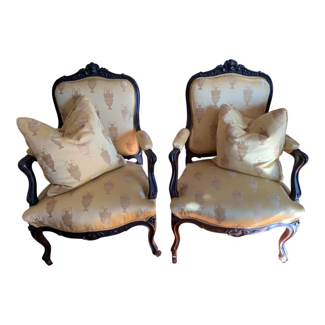 Antique Upholstered Louis XV Armchairs - a Pair For Sale
