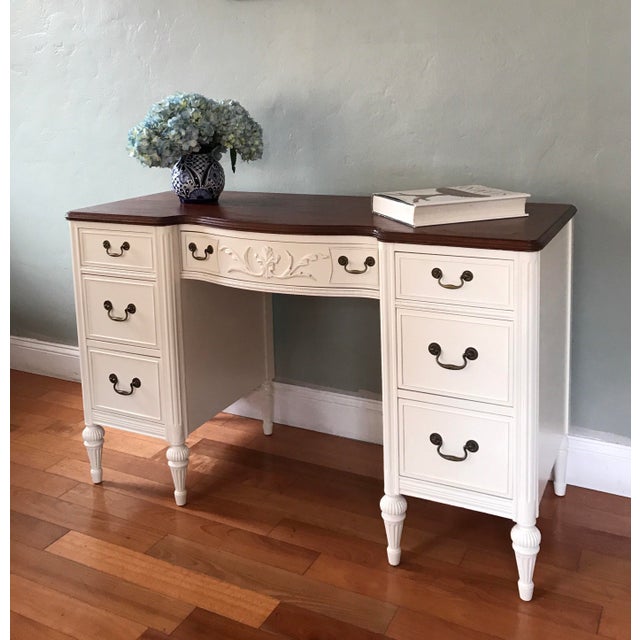 Antique White Two Tone Vanity Desk Chairish