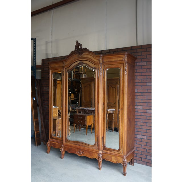 Antique French Louis XV Rococo Triple Armoire For Sale - Image 12 of 12