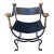 Vintage Italian Curule Savonarola Armchair in Black Leather Brass & Iron For Sale