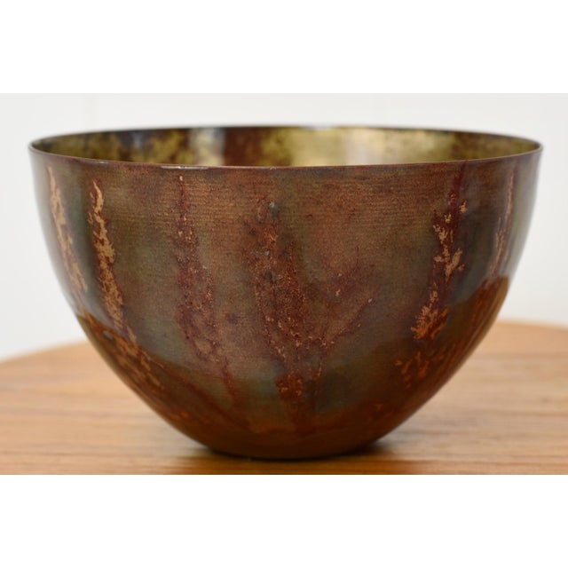 Mid 20th Century Mid Century Modern Flower Wheat Decor Enamel Metal Bowl For Sale - Image 5 of 11