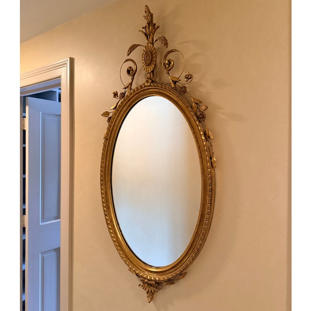 Gold Adams Style Oval Wall Mirror For Sale - Image 8 of 9