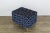 Metal Blue Ottomans, Blue & Cream Geometric Ottomans on Metal Legs - a Pair For Sale - Image 7 of 10