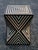 Wood Contemporary Traditional Moroccan Resin and Walnut Wood Stool / Beige Hourglass Silhouette For Sale - Image 7 of 7