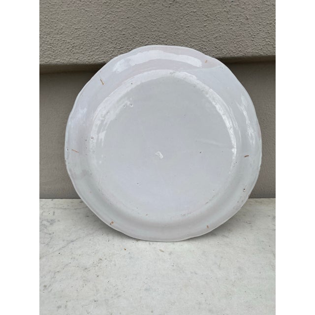 19th Century French Faience Carnation Plate For Sale - Image 4 of 4