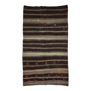 Brown & Gray Vintage Goat Hair Kilim Rug For Sale