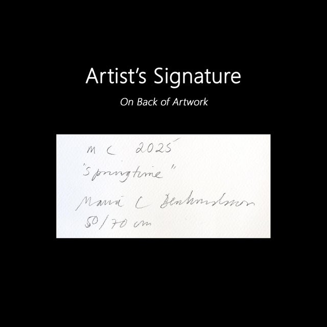 Springtime - Abstract Urban Color Drenched Collage Mixed Media Art on Paper Original Artwork by Maria C Bernhardsson For Sale In Los Angeles - Image 6 of 6