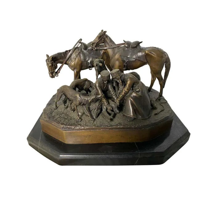 Brown Bronze Sculpture of Hunting Party, 19th-Century For Sale - Image 8 of 12