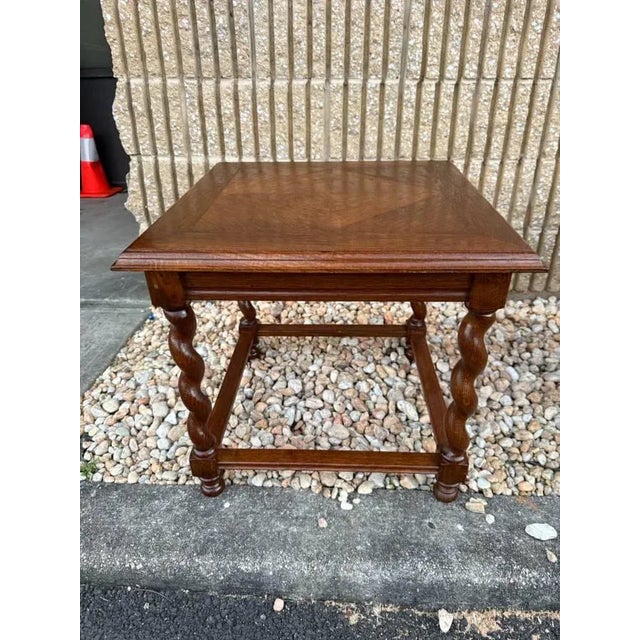 Wood Pair of Vintage Victorian Style Barley Twisted Leg Side Tables. For Sale - Image 7 of 17