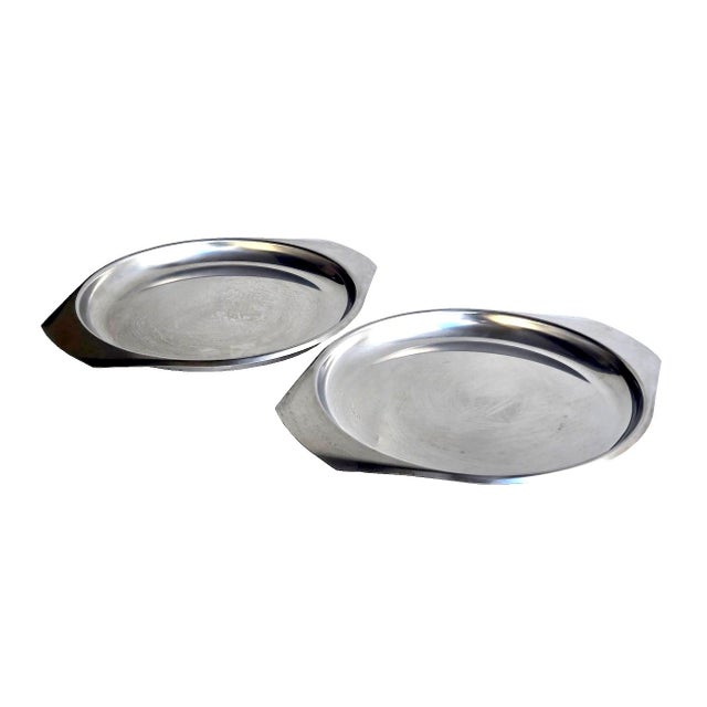Silver 1960s Danish Stainless Steel Trays by Kalmar, a Pair For Sale - Image 8 of 12