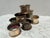 Vintage set of eight silver napkin rings with etched edges, iridescent patina from age and tarnished use. I haven’t...