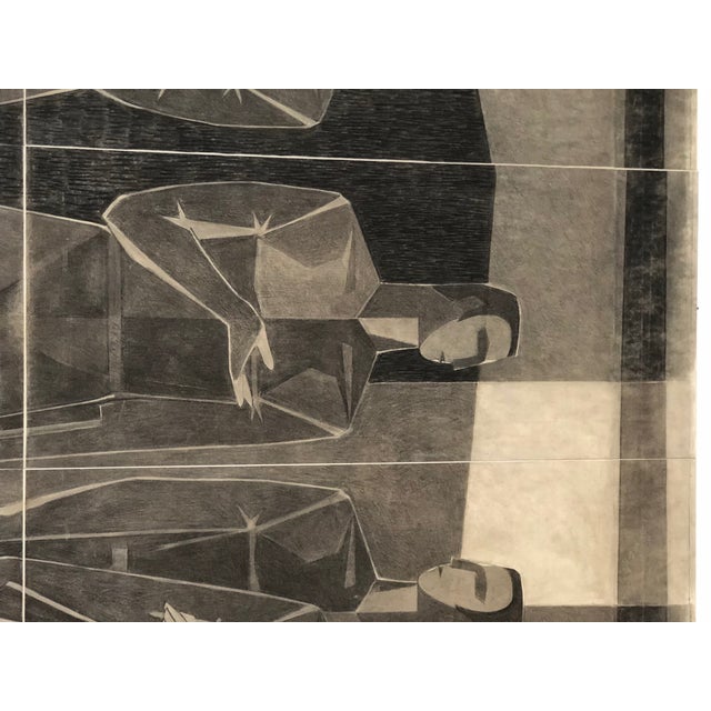 Lajos (Lewis) Kantor, Composition, Charcoal Drawings on Canvas, 1965 For Sale - Image 9 of 18