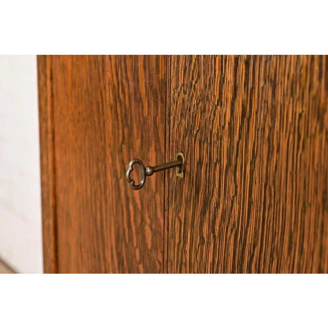 Brown Stickley Brothers Style Antique Mission Tiger Oak Arts & Crafts Music Cabinet, Circa 1900 For Sale - Image 8 of 14