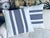 Contemporary Pair Reversible Cushions/Pillows in Navy Blue Stripes on White For Sale - Image 3 of 11