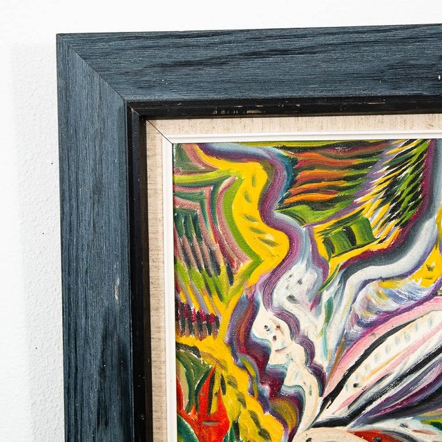 Mid-Century Modern Mid Century Modern Art Original Abstract Expressionism Multi-Color Canvas Framed For Sale - Image 3 of 11