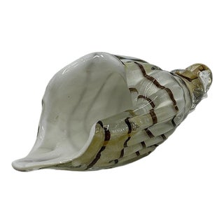 Vintage Murano Style Art Glass Conch Seashell 9.5" Hand Blown Nautical Decor Figurine For Sale