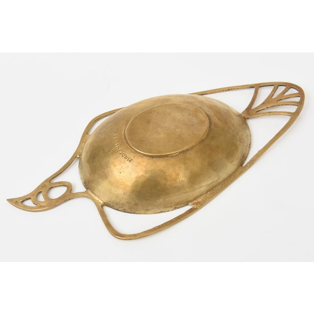 Vintage Mid Century Modern Abstract Sculptural Bird Brass Bowl Hand Hammered Hand Wrought For Sale - Image 9 of 10