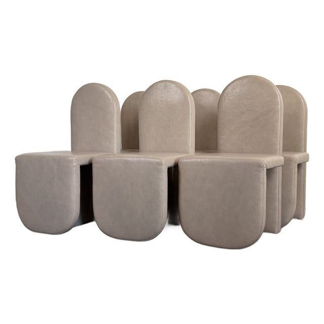 Modern Leather Dining Chairs by Cuff Studio For Sale