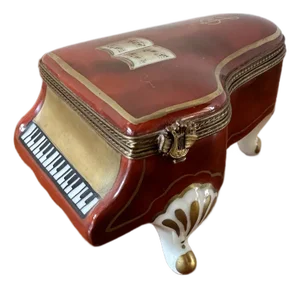 Mid 20th Century Limoges Porcelain Baby Grand Piano Trinket Box