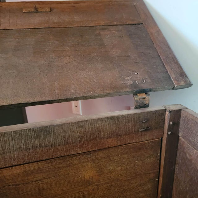 Wood Early 20th Century Wooden Antique Chest With Skeleton Key For Sale - Image 7 of 9