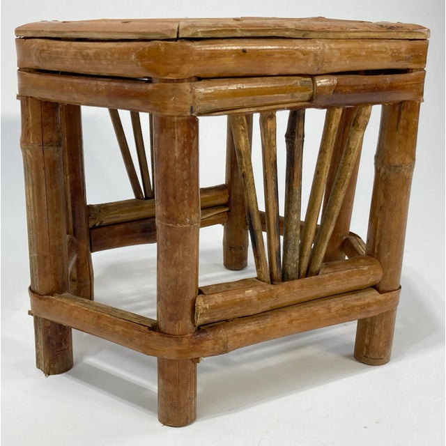 Late 20th Century Large Vintage Scorched Bamboo Riser or Stand For Sale - Image 5 of 9