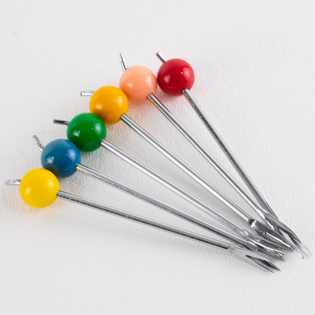 Chrome Modernist Chrome Barware Cocktail Picks and Glass Markers For Sale - Image 8 of 11