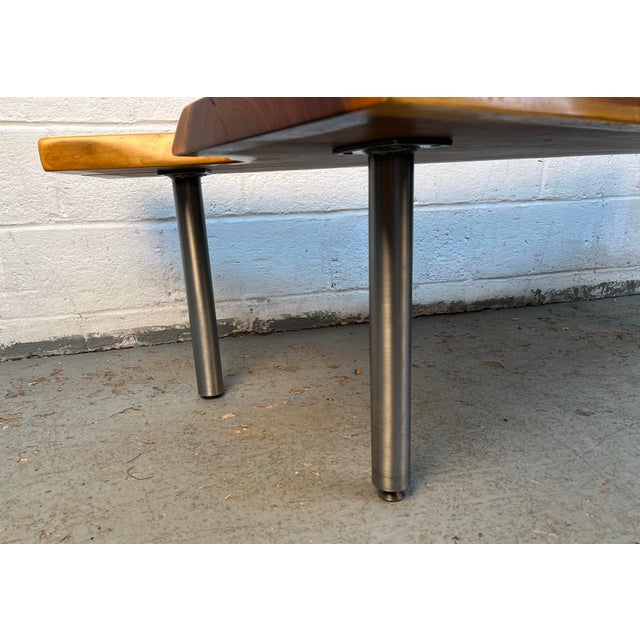 Late 20th Century Handcrafted Live Edge Walnut Coffee Table With Butterfly Inlays For Sale - Image 9 of 15