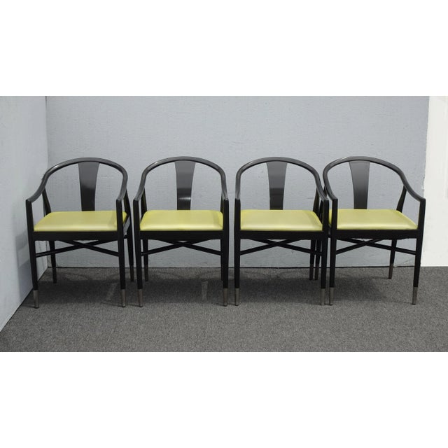 Lewis Mittman Set of Four Mid Century Modern Lime Green Arm Chairs by Lewis Mittman For Sale - Image 4 of 12