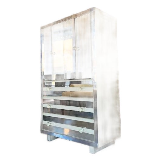 1970's Mirror and Lacquer Tall Boy Dresser For Sale