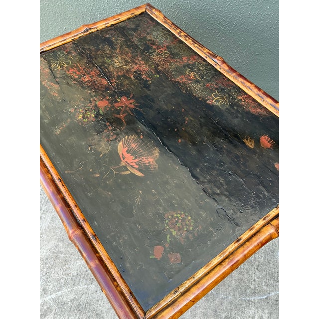 Early 20th Century Vintage Hand Painted Tortoise Bamboo Side Table For Sale - Image 5 of 12