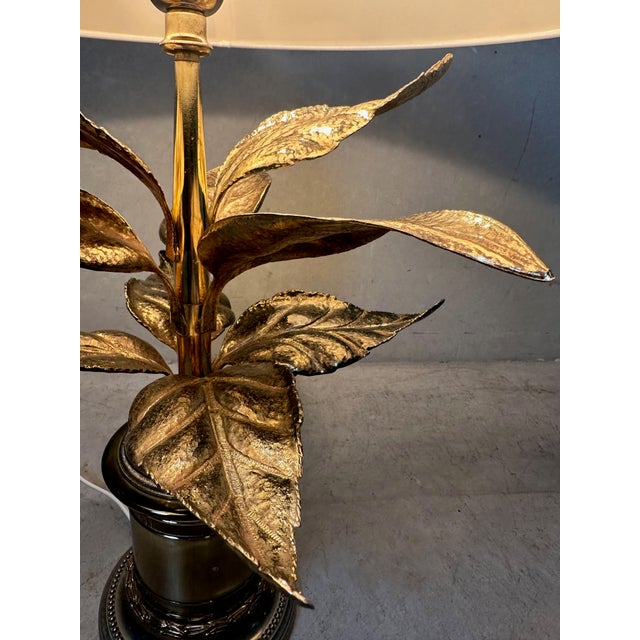 Cream Vintage Hollywood Regency Palm Table Lamp, 1970s For Sale - Image 8 of 11