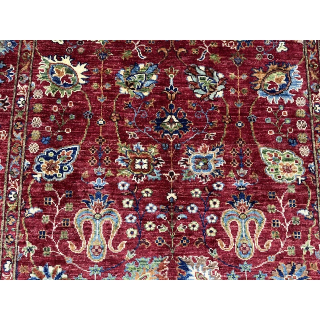 2000 - 2009 Red Sultani Persian Floral Rug, 4'2" X 6'1" For Sale - Image 5 of 12