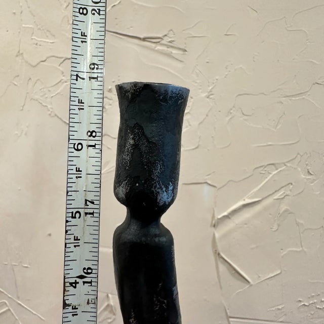 Metal Hand-Forged Iron Candle Holder For Sale - Image 7 of 10