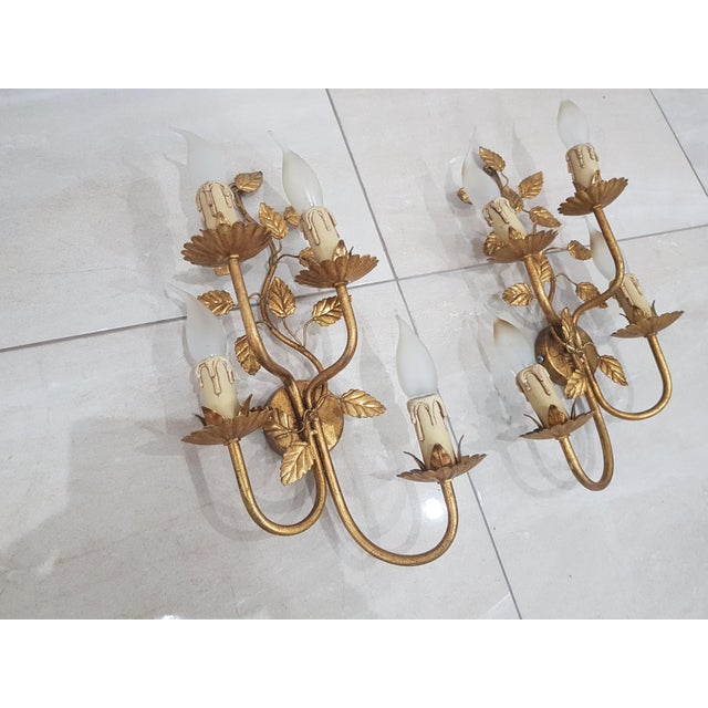 Hollywood Regency Wall Lamps in the style of Coco Chanel, France, 1960s, Set of 2 For Sale - Image 9 of 10