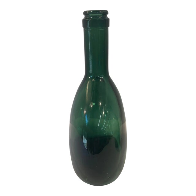 Vintage Green Glass Wine Bottle For Sale