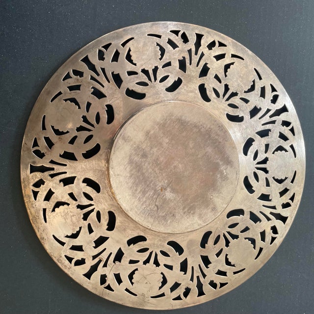 Smith & Watson Antique Watson Art Nouveau Scrolling Daisies Etched Pierced Sterling Silver Tray For Sale - Image 4 of 8