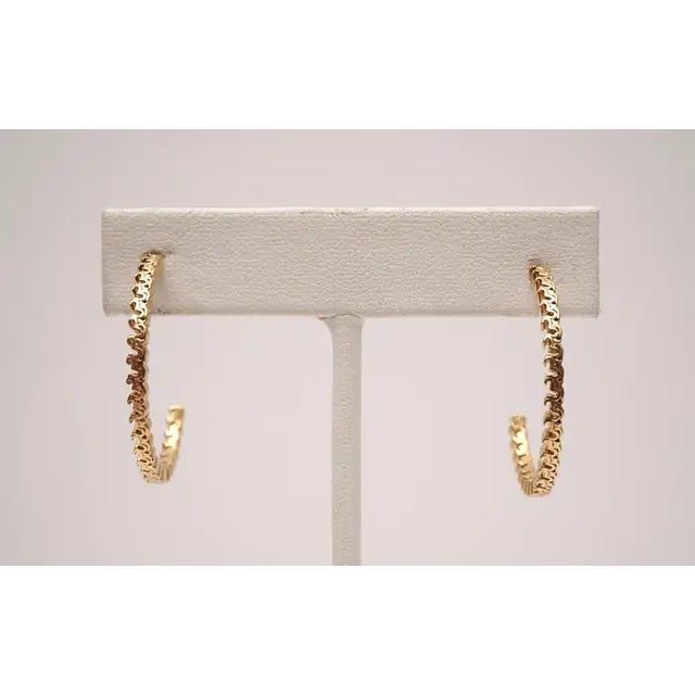 Mid 20th Century Pair of 18 Karat Gold Textured Hoops For Sale - Image 5 of 7