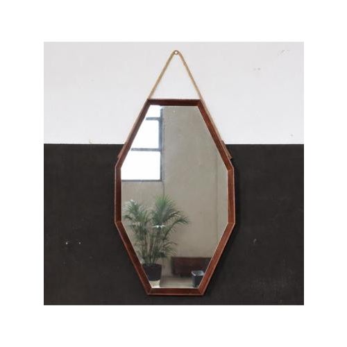 Brown Octagonal Wall Mirror, 1950s For Sale - Image 8 of 8