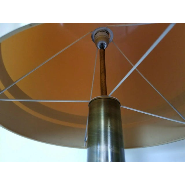Metal Large 61" Vintage Mid Century Modern Floor or Table Lamp With Brass Wrapped Shade For Sale - Image 7 of 10