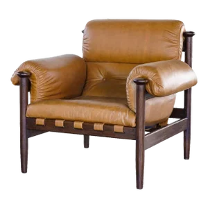 Matthew Izzo Home Henry Leather and Wood Arm Chair