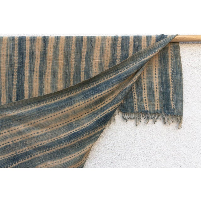 Vintage Malinke African "River Basin" Indigo Throw For Sale - Image 4 of 5