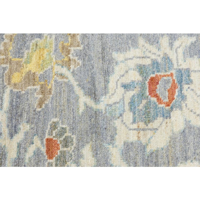 10 X 14 Hand-Knotted Modern Sultanabad Wool Area Rug – Muted Slate & Gold For Sale - Image 9 of 11