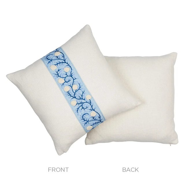 Contemporary Schumacher Ashoka 16" Pillow in Ivory & Blue For Sale - Image 3 of 4