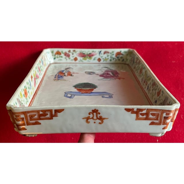 Antique 19th Century Chinese Export Famille Rose Porcelain Footed Tray For Sale - Image 9 of 18