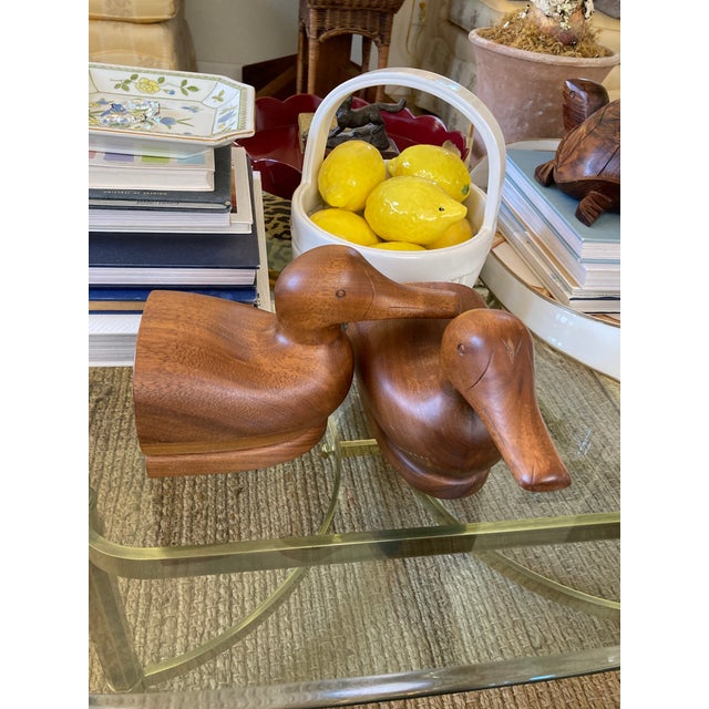 Tan Vintage Wooden Duck Bookends- a Pair For Sale - Image 8 of 12