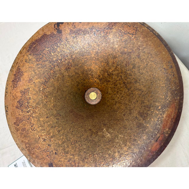 Large Eva 96' Mid Century Modern Hammered Copper Glass Footed Centerpiece Bowl For Sale - Image 11 of 11